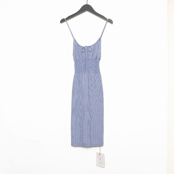 Rouje Cassandre Blue White Bleu Vichy Gingham Smocked Dress - FR 34 / US 2 / XS - Picture 2 of 16